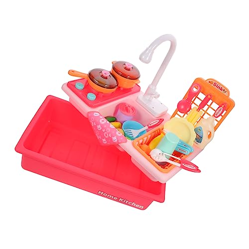 Yardwe 1 Satz Küchen Spielset für Elektrische Spülmaschine mit Wasserfluss mit Waschbecken und Zubehör für Kreatives Rollenspiel und Hausarbeit ohne Batterie von Yardwe