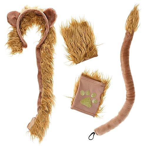 Yardwe 1 Satz Löwen-Stirnband-Set heeloween camoing Verkleidung tierkostüme karnevalskostüme Löwen-Kostümzubehör falscher Fälschung Fell Löwenohr Stirnband Cosplay Brown von Yardwe