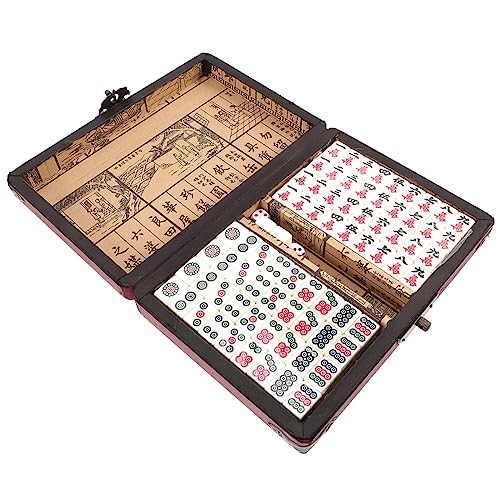 Yardwe 1 Satz Mahjong Set Tragbares Reise Mahjong für Zuhause Partys und Bars Leicht und Kompakt Einfach zu Bedienen von Yardwe