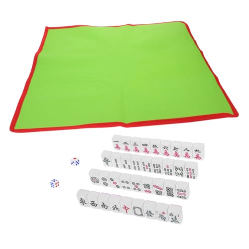 Yardwe 1 Satz Mahjong Set für Reisen Tragbares Chinesisches Mahjong mit Spielsteinen Tischdecke und Würfeln Familienspielabende und Freizeitunterhaltung von Yardwe
