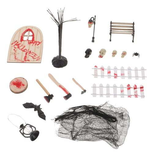 Yardwe 1 Satz Mini Halloween Ornamente Mumie Miniaturen gruselig Halloween-Skelett Bausätze deko Halloween -Partyzubehör winzige Spielsachen Miniatur-Dinge Plastik Black von Yardwe