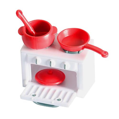 Yardwe 1 Satz Mini-hausgasherd Miniatur Mini-verzierung Puppenhaus-kochgeschirr Mini-küchenversorgung Mini-ofen- Mini-Dekoration Mini-Herd-Modell Kleiner Haussuppentopf Plastik von Yardwe
