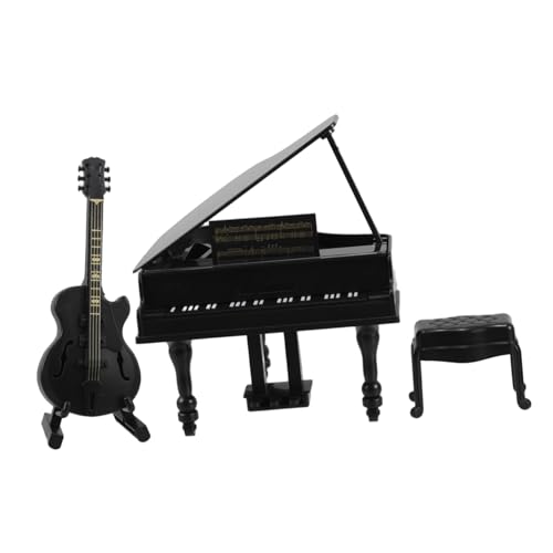 Yardwe 1 Satz Miniatur-Musikinstrument Miniatur Gitarre Miniatur-gitarrenfiguren Miniatur-puppenhaus-dekorationszubehör Puppenhaus-musikinstrumente Miniatur-klaviermodell Plastik von Yardwe