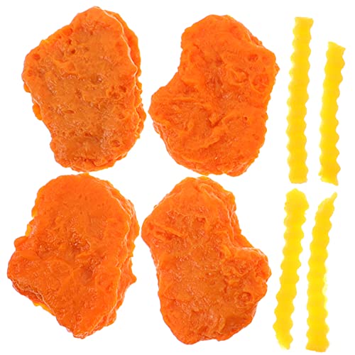 Yardwe 1 Satz Oberst Chicken Nugget -Modell künstliches Brathähnchen gefälschtes Lebensmittelmodell Falsches realistisches Huhn Hühnerfutter-Modell gefälschte Pommes PVC von Yardwe