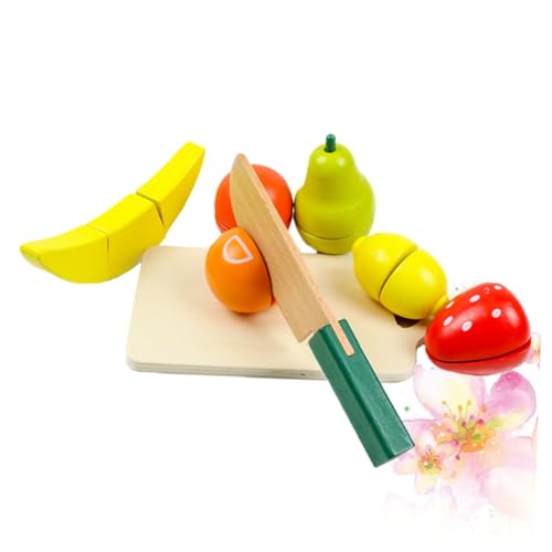 Yardwe 1 Satz Obstschneidespielzeug Kind spielt Küchenspielzeug aus Holz Lernspielzeug für Kinderspielzeug Fruchtspielzeug schneiden Hölzern Bunt von Yardwe