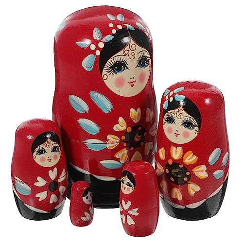 Yardwe 1 Satz -Puppe aus Holz -Puppen Verschachtelung handgemachtes für stapeln Russisches Kinderspielzeug hölzern rot Yardwe 1 Satz -Puppe aus Holz -Puppen Verschachtelung handgemachtes für stapeln Russisches Kinderspielzeug hölzern rot von Yardwe