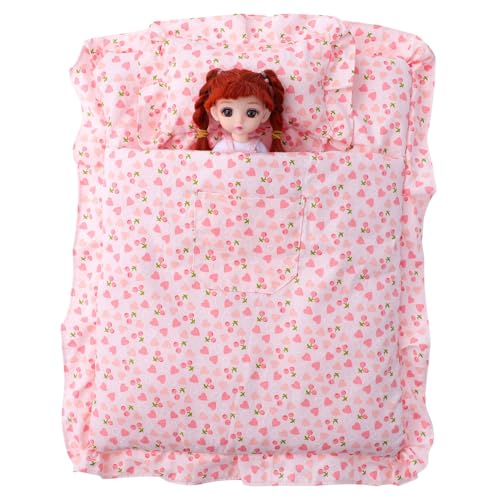 Yardwe 1 Satz Puppen-erdbeer-Schlafsack Puppensack Bettwäsche Für Die Puppenwiege Puppenhausbettwäsche Puppendecke Kissen Für Puppen Puppenhausdecke Doll Erdbeerschlafsack Stoff von Yardwe