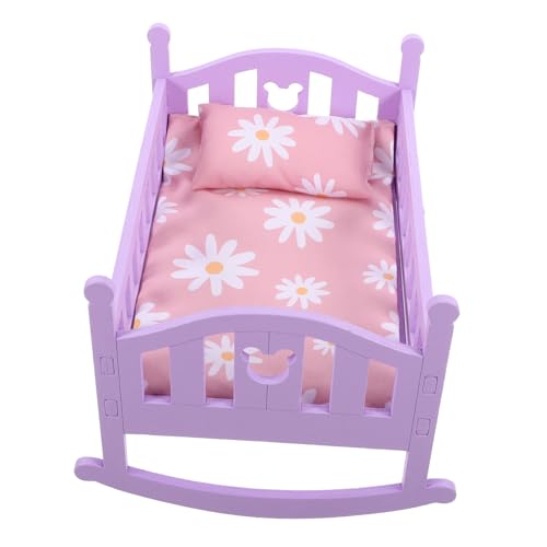 Yardwe 1 Satz Puppenhaus Krippe Mini Bausatz klein Puppenhaus für Mädchen mit babybett Kinderbett Bett puppenhaus möbel Krippenverzierung Puppenhausdekor Holz Colorful von Yardwe