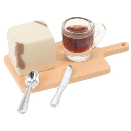 Yardwe 1 Satz Puppenhaus-Mousse-Kuchen Miniatur Mini-Tasse Mini Cutter Puppenhaus-küchen-Requisite Mini- -schneidebrett Puppenhauszubehör Puppenhaus-schneidebrett Chocolate Harz von Yardwe