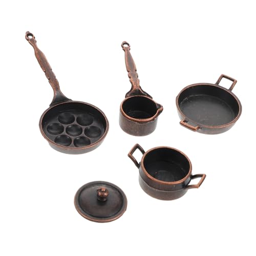 Yardwe 1 Satz Puppenhaus -Topf -Set Exquisite Kleinmöbel Teepartygeschenke Puppenhaus Miniaturhauszubehör Puppenhauszubehör Küchenzubehör Für Puppenstuben Miniatur-Dinge Metall Dark Brown von Yardwe