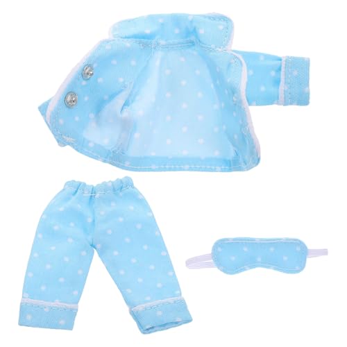 Yardwe 1 Satz Puppenkleidung Puppenpyjama Mit Augenmaske Kleidungszubehör Für Minipuppen Puppenpyjama Zum Nachtwäsche Puppenoutfit Zum Übernachten Sky-Blue Polyester von Yardwe