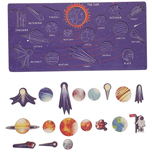 Yardwe 1satz Holz-Sonnensystem-Puzzle Für Junge Mädchen Interaktive Lernspielzeuge Zum Kognitiven Planeten-Matching Große Planeten Kreative Spielzeuggestaltung Fördert von Yardwe