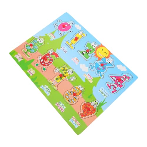 Yardwe 1 Satz Puzzle für kinderpuzzle Holzpuzzle Interaktives Lernspielzeug Mehrfarbiges Puzzle Frühes Lernen Spanisches Rätsel Kleinkindpuzzles aus Holz von Yardwe