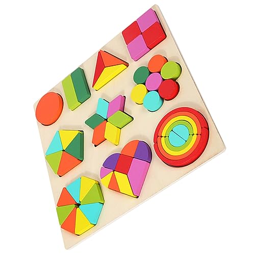 Yardwe 1 Satz Puzzle geometrische Form passende spielzeuge Vorschulblöcke Bauen kognitives für Farbsortierendes Sinnesspielzeug Bausteinspielzeug hölzern von Yardwe