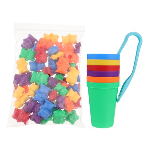 Yardwe 1 Satz Rainbow Bear Counting Toy Pädagogisches für Bunte Zählbären Regenbogenbecher und Greifer Mathe Lernspielzeug für Frühkindliche Bildung von Yardwe