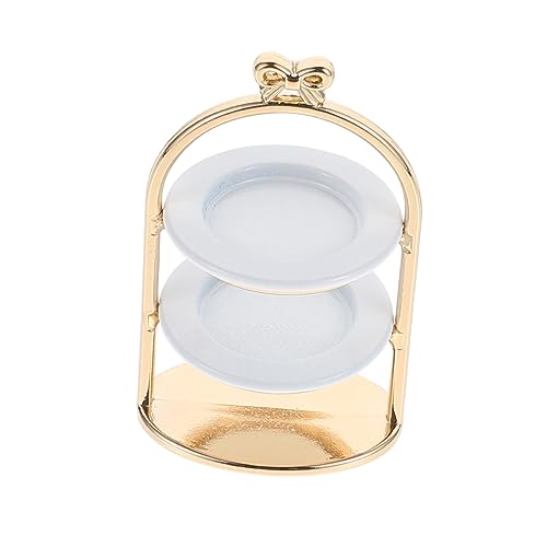 Yardwe 1 Satz Tortenständer Modell für spielzeuge für goldene kuchenstand kuchenhalter Mini- -Esstablett-Modell Mini-Hausteller-Modelle Fotomodell Eisen Weiß von Yardwe