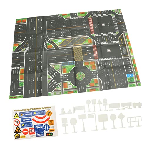 Yardwe 1 Satz Verkehrsregeln Game Matte Kleinkindspielzeug Straßenschild -Verkehrszeichen Verkehrszeichen- Verkehrsspielzeug Straßenspielzeug Plastik von Yardwe