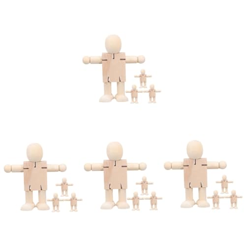 Yardwe 1 Satz Weißer Embryo Roboter Aus Holz Einfacher Embryo Graffiti Pädagogisches Kinderspielzeug Deformation DIY Holzmann Jungenroboter Cooles Kinderbausätze Doodle 4 Stück von Yardwe