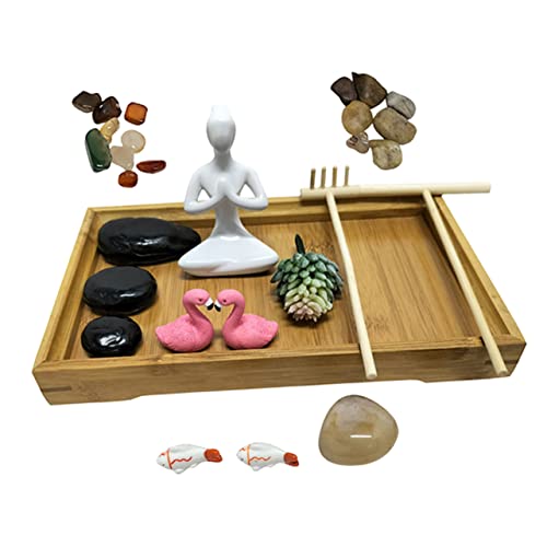 Yardwe 1 Satz Zen Garten für Schreibtisch Sand und Steinornament für Meditation Holzfarbe Dekoratives Element für Zuhause und Büro und Kreativität Fördern Yardwe 1 Satz Zen Garten für Schreibtisch Sand und Steinornament für Meditation Holzfarbe Dekoratives Element für Zuhause und Büro und Kreativität Fördern von Yardwe