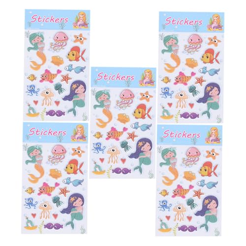 Yardwe 1 Set 5 Stück Meerjungfrau Aufkleber Cartoon Aufkleber Aufkleber DIY Aufkleber Scrapbook Aufkleber Meerjungfrau Aufkleber Mehrzweck Aufkleberpapier von Yardwe