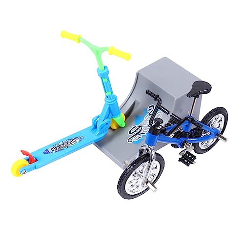 Yardwe 1 Set Finger Skateboard Finger Miniatur Fahrrad Finger Bike Fingertip Scooter Finger Scooter Miniatur Spiel Aluminiumlegierung Blau von Yardwe
