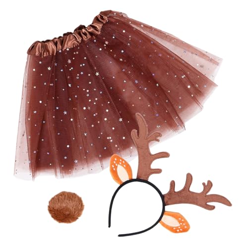 Yardwe 1 Set Geweih Stirnband Set Rentiergeweih Halloween Kinderzubehör Weiß Cosplay Pelzige Frau Amor Jägerkleid Hirschgeweih Kostüm Mädchenanzug Plüschtiere Pp von Yardwe