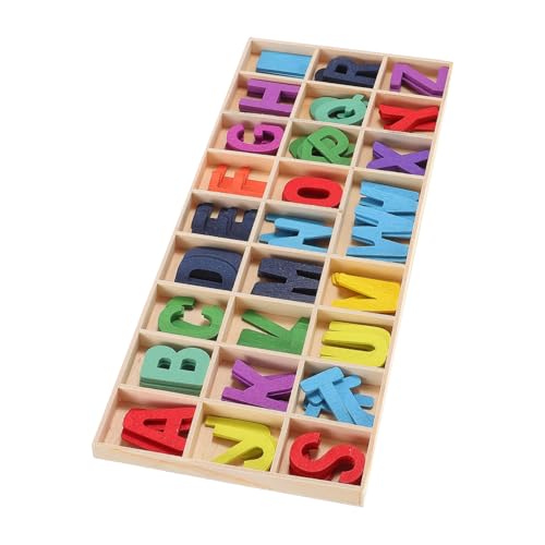 Yardwe 1 Set Holz Alphabet Brief Für Kinder Mit Aufbewahrungsschale Interaktive Ausbildung Spielzeug Cartoon Lernspielzeug Frühschulspielzeug von Yardwe