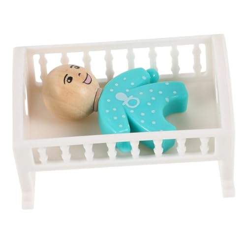 Yardwe 1 Set Mini Babybett Hausbett Für Puppenmöbel Kinderbett Ornament Mini Kinderbett Set Mini Schmuck Kinderbett Miniaturen Mini Modelle Miniatur Kinderbett Modell Mini von Yardwe