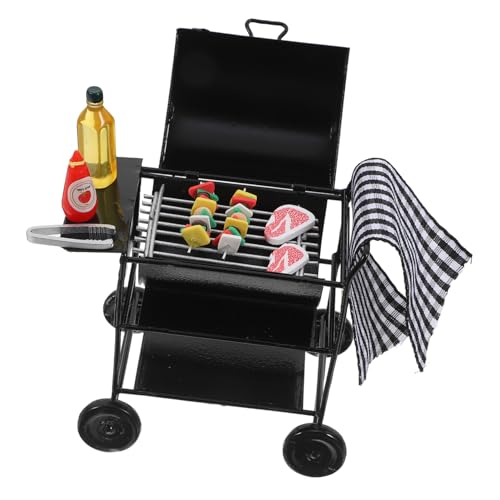 Yardwe 1 Set Mini Grill Puppenhaus Rollenspiel Requisite Miniatur Kochgeschirr Miniatur Küche Puppenhaus Miniatur Grill Miniatur Möbel Puppenhaus Rack Mini Grill Legierung von Yardwe