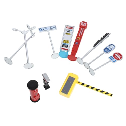 Yardwe 1 Set Miniatur Transporteinrichtungen Straße Schwarz DIY Verkehr Kleine Transportspielzeugschilder Mini Spielzeugmodelle Mini Signalmodell Sandtischdekor von Yardwe