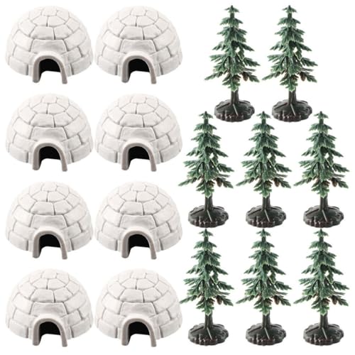 Yardwe 1 Set Modellbäume Iglu-Figuren Miniatur-Baumzug Landschaft Kiefer Künstliche Bäume Eishaus Mit Sockel Für Weihnachtsdorf Winterhäuser Gebäudemodell von Yardwe
