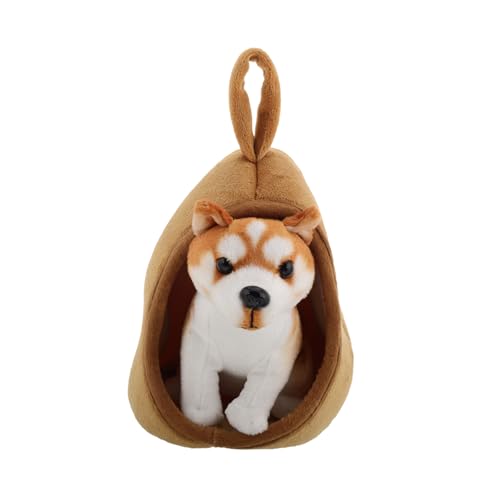 Yardwe 1 Set Plüsch Welpe Spielzeug Realistisch Sitzend Akita Hund Plüsch Welpe Gefülltes Puppe Weich Und Für Kinder Bett, Sofa -Auto Süßes Gefülltes Tier von Yardwe