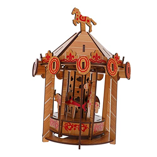 Yardwe 1 Stück Holzpuzzle Karussell Modell DIY für Assembled Carousel Toy Fördert Kreativität und Geduld kein Werkzeug oder Kleber Erforderlich Ergonomisches Design für Gemeinsame von Yardwe