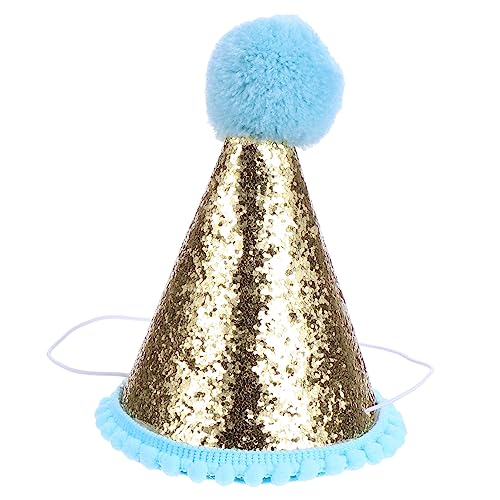 Yardwe 1 Stück Kindergeburtstagsmütze Stoff Mini lustig funkeln Krone Zapfen partyhüte party zubehör Kindergeburtstag Hut Party-Foto-Requisite Partykegelhut Gummiband Blue von Yardwe