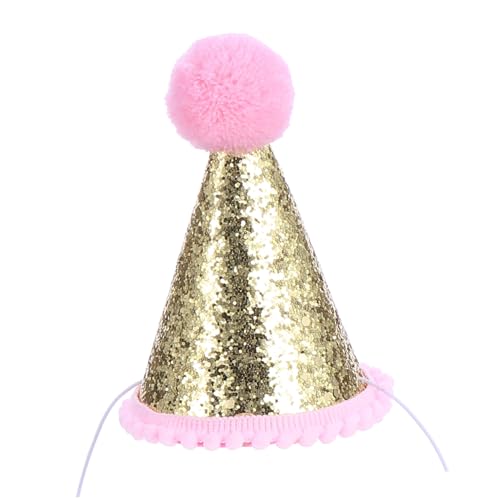 Yardwe 1 Stück Kindergeburtstagsmütze partyhüte Kinderparty Hut Kindergeburtstag Hut mit Pailletten Partyhüte aus Papier Paillettenhut Geburtstag Partykegelhut Gummiband Rosa von Yardwe