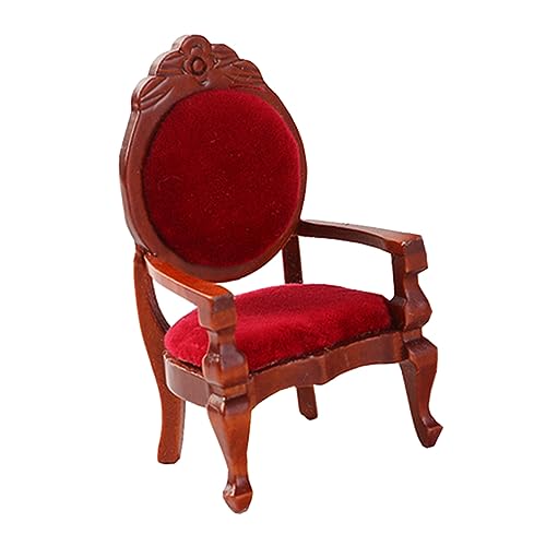 Yardwe 1 Stück Modellstuhl für kleinmöbel House Decoration Dekorative Stühle Kinderzimmer Dekoration : Miniaturstuhl Puppe Mini-Stuhlfigur Vintage geschnitzter Stuhl Birke rot von Yardwe