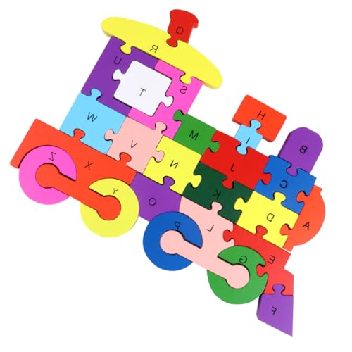 Yardwe 1 Stück Teiliges Alphabet Puzzle aus Holz Kreatives Lernspielzeug für Interaktive Formwahrnehmung Pädagogisches Puzzle für Kleinkinder Zug Design von Yardwe