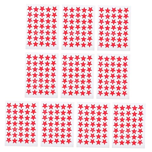 Yardwe 10 Bögen Pentagramm Sticker Stern Sticker Zur Belohnung Stern Sticker Für Belohnung Stern Sticker Aufkleber Rot von Yardwe