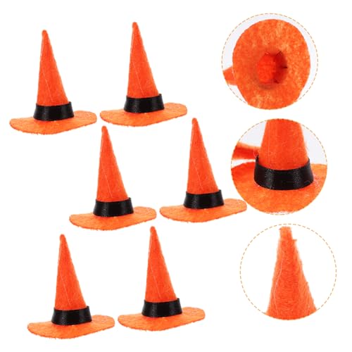 Yardwe 10 Mini Filz Hexenhüte Halloween Dekoration Flexible Filigrane Verarbeitung Vielseitig für Gnom Deko Kostüm Party und Karneval Geeignet Orange von Yardwe
