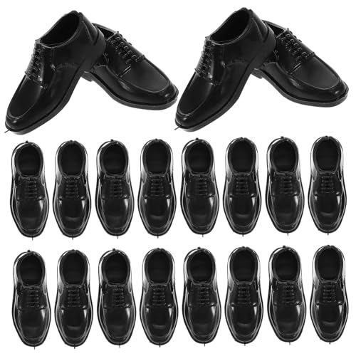 Yardwe 10 Paare Puppenverkleidungsschuhe Puppenschuhe Miniatur-Herrenschuhe Puppen-Minischuhe Miniatur-Puppenzubehör Puppe winzige Schuhe Miniatur -Ornamente Plastik Black von Yardwe
