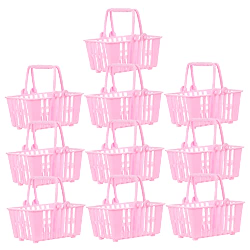 Yardwe 10 STK. Zubehör Für Puppenhäuser Klein Mini Körbe Miniatur Korb Rosa Plastik von Yardwe