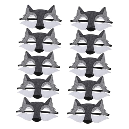 Yardwe 10 Stück Atemberaubende Halbgesicht Wolfmaske aus Filz für Halloween Tierkostüme Maskerade Kostümparty und Bühnenaufführungen von Yardwe