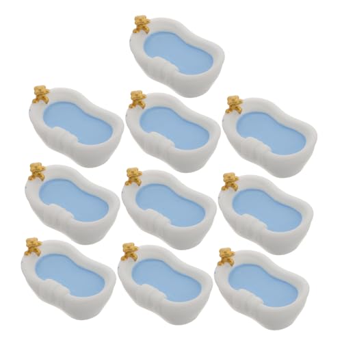 Yardwe 10 Stück Babyhausbadewanne Miniatur-puppenstubenmöbel Mikrobadewanne Puppenhaus -badezimmerzubehör Möbel Für Puppenhaus Miniatur-Dinge Babypollhausbad Puppenhausmöbel Weiß Plastik von Yardwe