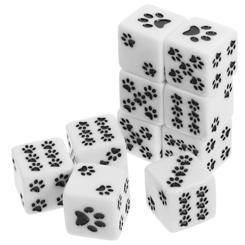 Yardwe 10 Stück Bärentatzen-punktwürfel Brettspiel Spielwürfel Für Spiel Würfelspiele Unterhaltungswürfel Pfote Groß Kind Cartoon- Sechsseitiger Weiß Harz von Yardwe