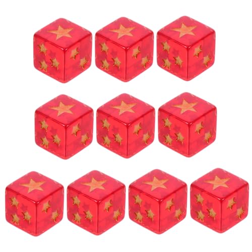 Yardwe 10 Stück Fünfzackiger Sternwürfel Große Quadratische Pin-Spiel Für Die Abschlussfeier Kunstwürfel Künstlerwürfel LRC-würfelspiel Durchscheinende Rot Harz von Yardwe