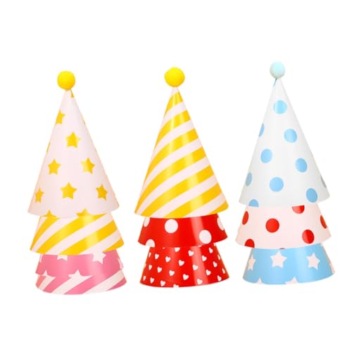 Yardwe 10 Stück Geburtstagshüte Bunte Papierhüte mit Pompons für Erwachsene für Feierlichkeiten und Partys mit Festlichem Charme von Yardwe