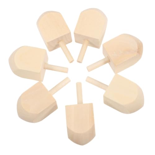 Yardwe 10 Stück Hölzerner Kreisel Bausatz Spiel Dreidel Chanukka-Dekorationen Spitze Party Familie Holz Unbemalt Unvollendet Leer Klein Chanukka-kreisel Aktivität Lotusbaum Khaki von Yardwe