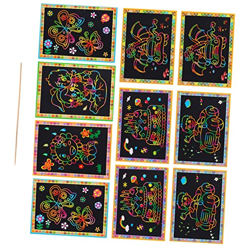 Yardwe 10 Stück Kratzbuch Partygeschenk Rubbelbild Kratzbild Rubbelkarten DIY Karten Handbemalte Rubbelkarten Urlaubs Rubbelkarten Papier von Yardwe