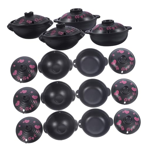 Yardwe 10 Stück Mini Auflauftopf DIY Suppe Weihnachten Puppenhaus Miniatur Puppenhaus Zubehör Kleine Kochpuppenhaus Auflaufform Mini Kochgeschirr Dekorative Herde Mini Herde PVC von Yardwe