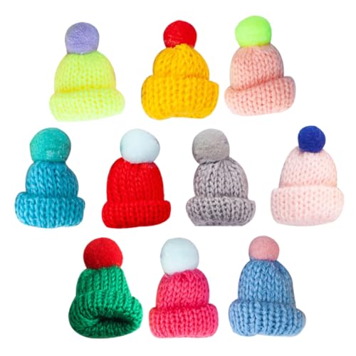 Yardwe 10 Stück Mini Strickmützen Weihnachtsmützen DIY Deko für Weinflaschen Puppen und Bastelprojekte Farbenfroh Langlebig und Hautfreundlich für Festliche Anlässe von Yardwe